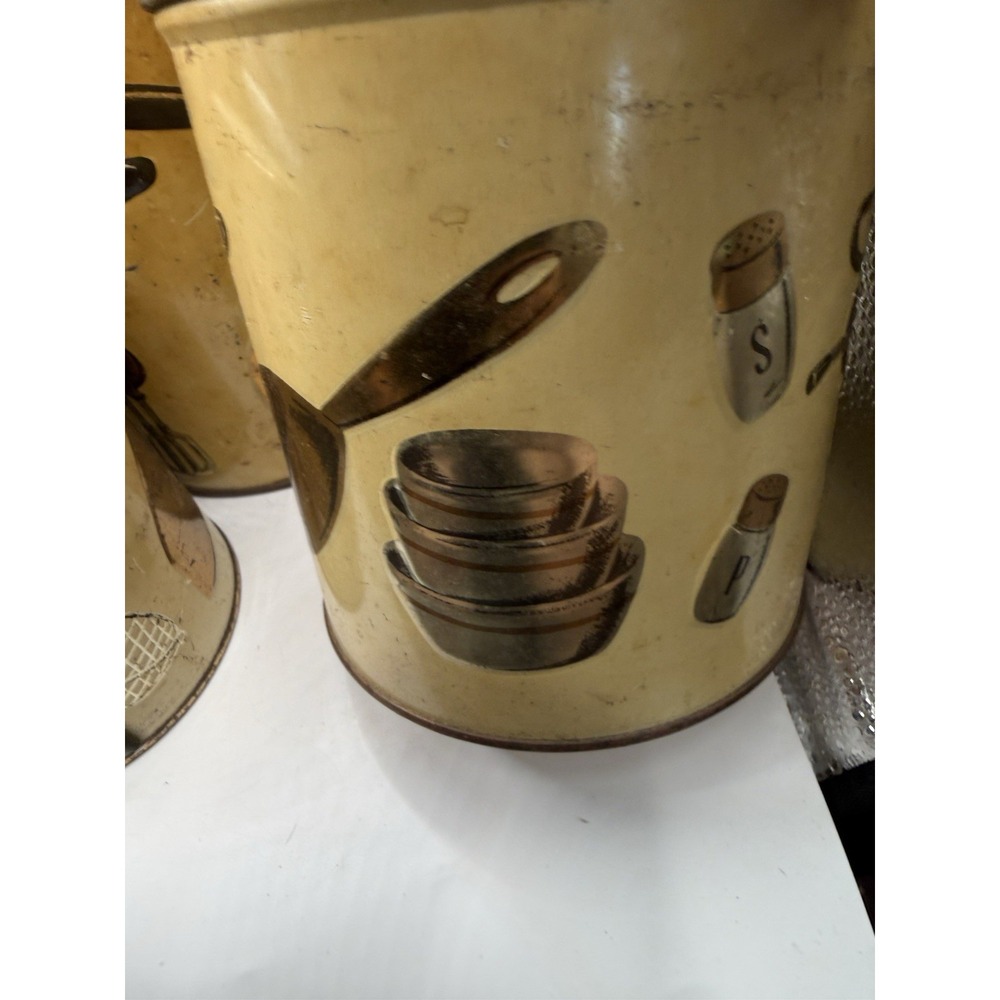 Vintage  MWeibro 4Pc Canister Set Kitchen MCM metal 1950's Rusty Crusty & Fab - Picture 7 of 7